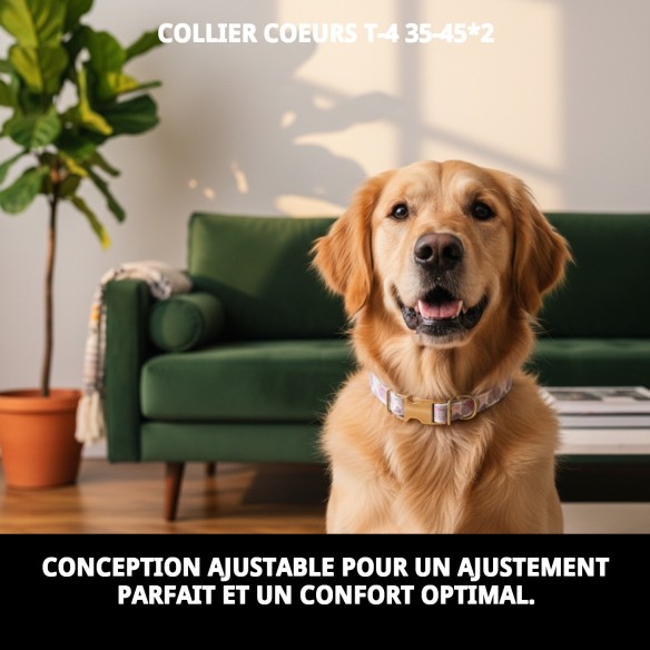 Collier Cœurs T-4 pour Animaux de Compagnie - Style et Confort