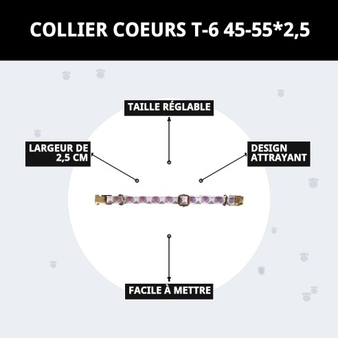 Collier Cœurs T-6 : Style et Confort pour votre Animal de Compagnie