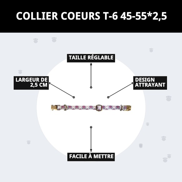 Collier Cœurs T-6 : Style et Confort pour votre Animal de Compagnie