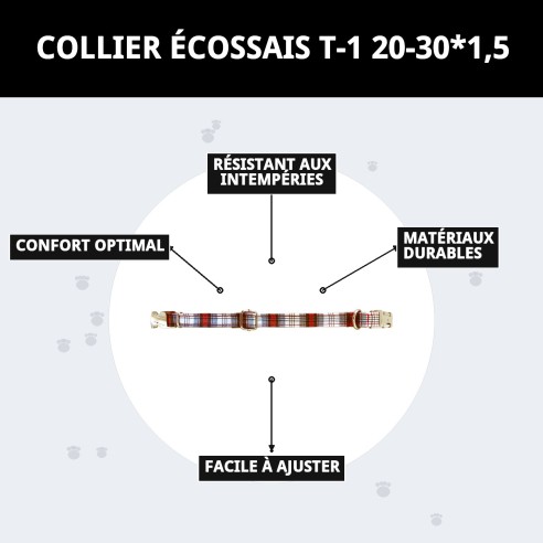 Collier Écossais T-1 pour Animaux de Compagnie - Style et Confort