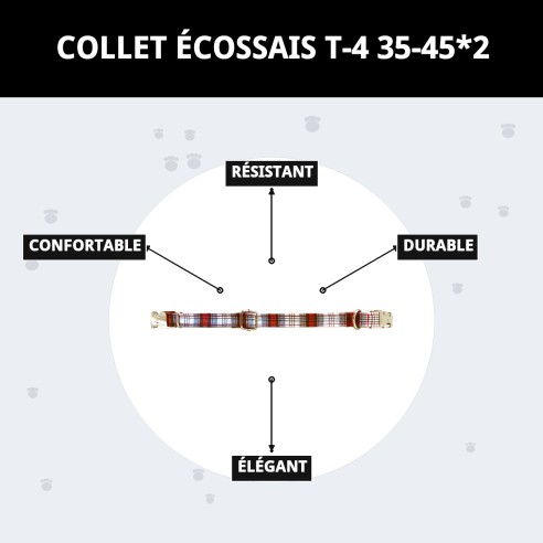 Collier Écossais T-4 pour Animaux de Compagnie 35-45 cm - Style Unique