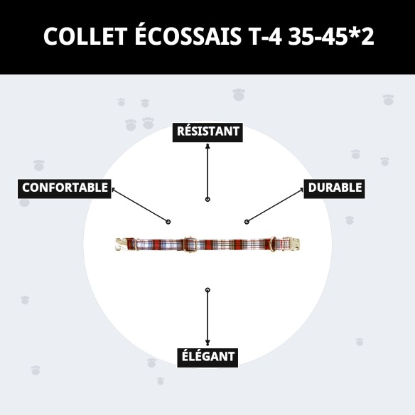 Collier Écossais T-4 pour Animaux de Compagnie 35-45 cm - Style Unique