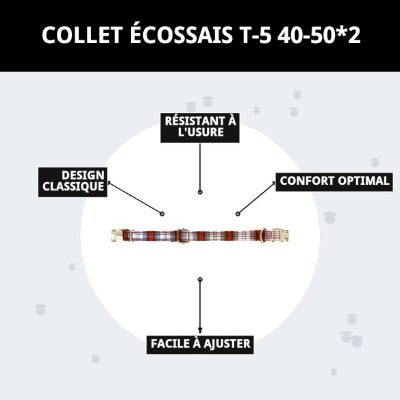 Collier Écossais T-5 : Style et Confort pour votre Animal de Compagnie