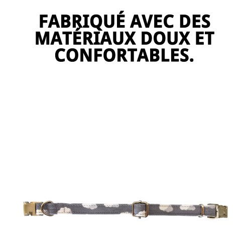 Collier Nuages Gris T-1 : Style et Confort pour votre Animal de Compagnie