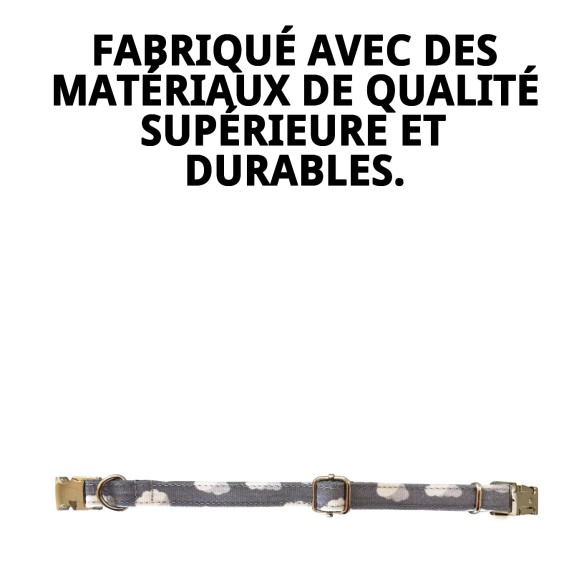Collier Nuages Gris T-2 : Style et Confort pour votre Animal de Compagnie