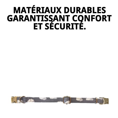 Collier Nuages Gris T-3 pour Chiens 30-40 cm - Confort et Style