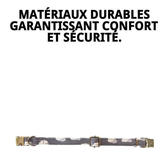 Collier Nuages Gris T-3 pour Chiens 30-40 cm - Confort et Style