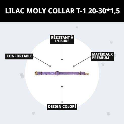 Collier Moly Lila T-1 pour Animaux de Compagnie - Taille 20-30 cm