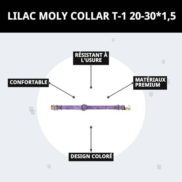 Collier Moly Lila T-1 pour Animaux de Compagnie - Taille 20-30 cm