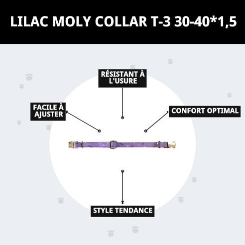 Collier Moly Lila T-3 30-40 cm pour votre animal de compagnie élégant.