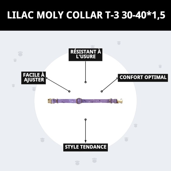Collier Moly Lila T-3 30-40 cm pour votre animal de compagnie élégant.