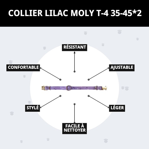 Collier Moly Lila T-4 pour Animaux de Compagnie - Style et Confort