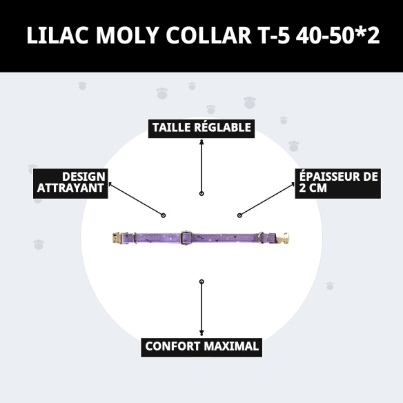 Collier Moly Lila T-5 : Style et Confort pour votre Animal de Compagnie