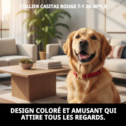Collier Casitas Rouges T-1 : Style et Confort pour votre Animal de Compagnie