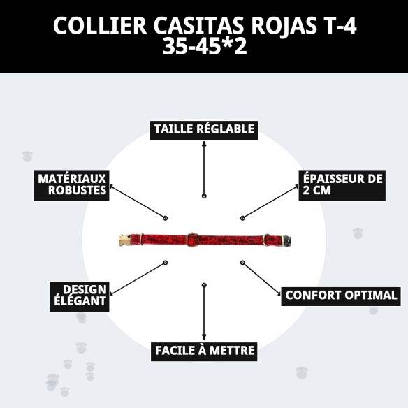 Collier Casitas Rojas T-4 pour Animaux de Compagnie 35-45 cm - Style Unique