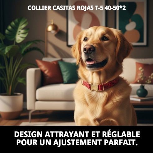 Collier Casitas Rouges T-5 pour Animaux de Compagnie - Confort et Style