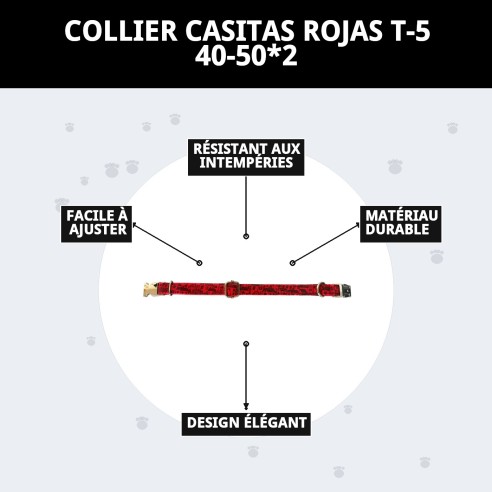 Collier Casitas Rouges T-5 pour Animaux de Compagnie - Confort et Style