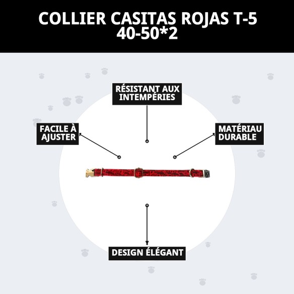 Collier Casitas Rouges T-5 pour Animaux de Compagnie - Confort et Style