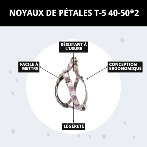 Petral Cœurs T-5 pour Animaux de Compagnie 40-50 cm - Style et Confort