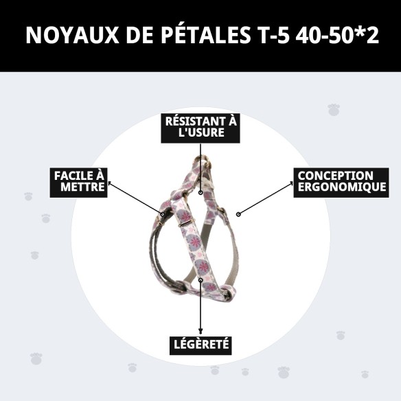 Petral Cœurs T-5 pour Animaux de Compagnie 40-50 cm - Style et Confort