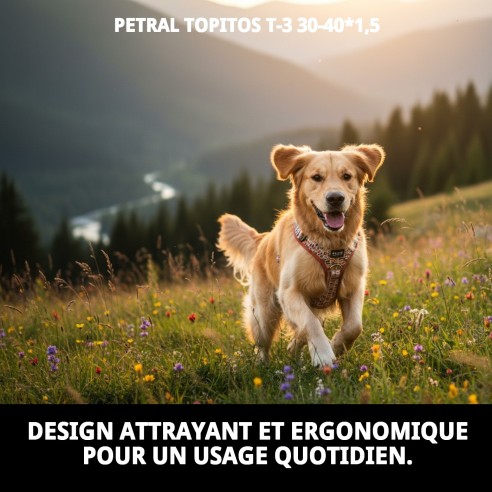 Petral Topitos T-3 30-40 cm : confort et style pour votre animal de compagnie.