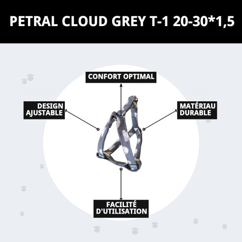 Petral Nube Gris T-1 20-30*1,5 pour votre animal de compagnie élégant.