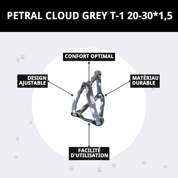 Petral Nube Gris T-1 20-30*1,5 pour votre animal de compagnie élégant.