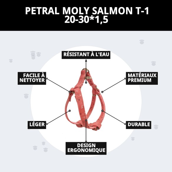 Petral Moly Salmon T-1 20-30*1,5 : Confort et Style pour Votre Animal de Compagnie