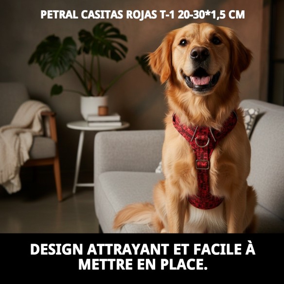 Petral Casitas Rojas T-1 pour Animaux de Compagnie - Confort et Style