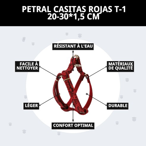 Petral Casitas Rojas T-1 pour Animaux de Compagnie - Confort et Style