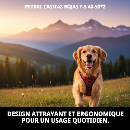Petral Casitas Rojas T-5 pour Animaux de Compagnie 40-50 cm