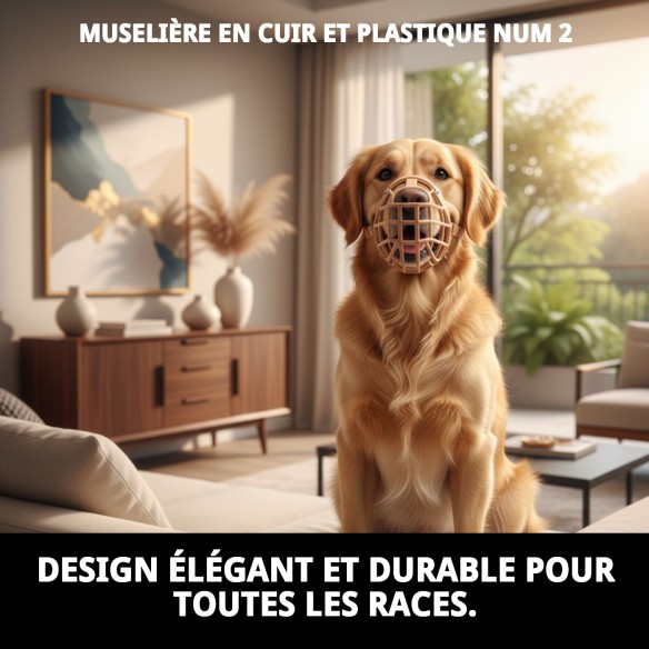 Muzzle en osier en cuir et plastique taille 2 pour votre animal de compagnie.