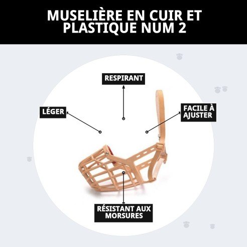 Muzzle en osier en cuir et plastique taille 2 pour votre animal de compagnie.