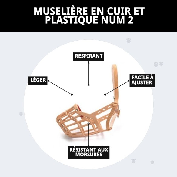 Muzzle en osier en cuir et plastique taille 2 pour votre animal de compagnie.