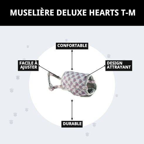 Muzzle Deluxe Cœurs T-M : Confort et Style pour votre Animal de Compagnie