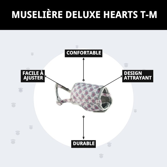 Muzzle Deluxe Cœurs T-M : Confort et Style pour votre Animal de Compagnie