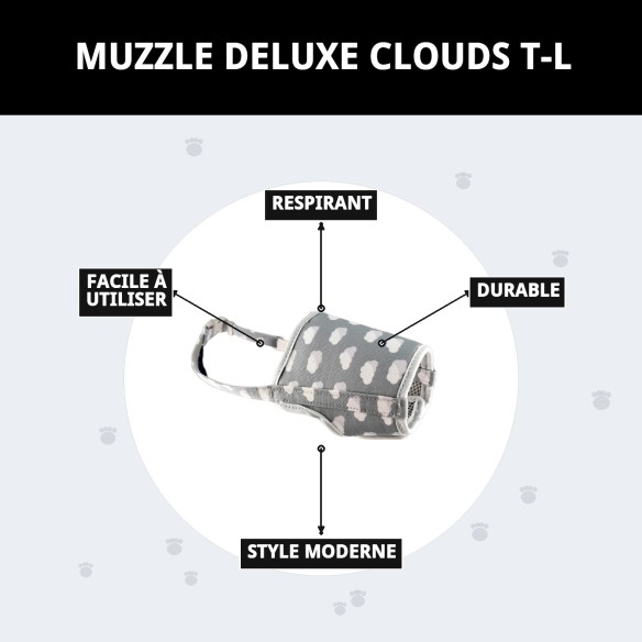 Muzzle Deluxe Nuages T-L : Confort et Style pour votre Chien