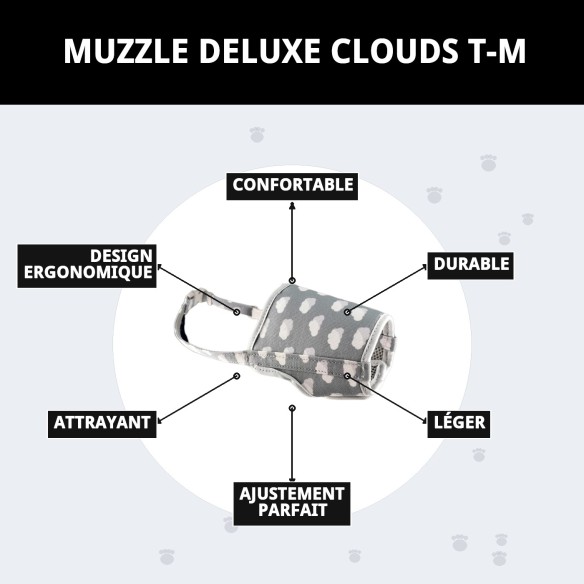 Muzzle Deluxe Nuages T-M : Confort et Style pour Votre Animal de Compagnie