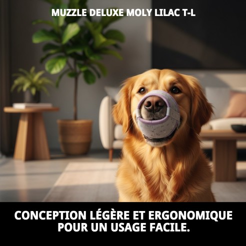 Muzzle Deluxe Moly Lila T-L pour animaux de compagnie confortables et en sécurité.