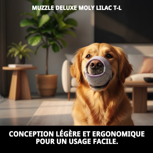 Muzzle Deluxe Moly Lila T-L pour animaux de compagnie confortables et en sécurité.