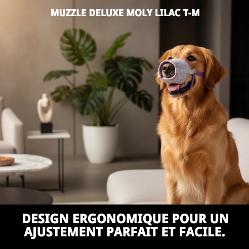 Muzzle Deluxe Moly Lila T-M pour Animaux de Compagnie Confortable et Sûr