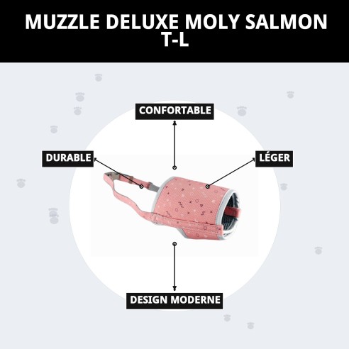Muzzle Deluxe Moly Saumon T-L : Confort et Style pour votre Chien