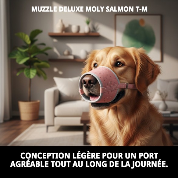 Muzzle Deluxe Moly Saumon T-M : Confort et Style pour votre Animal de Compagnie