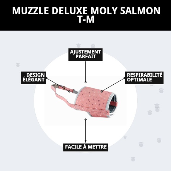 Muzzle Deluxe Moly Saumon T-M : Confort et Style pour votre Animal de Compagnie