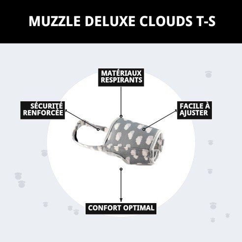 Muzzle Deluxe Nuages T-S : Confort et Style pour votre Animal de Compagnie