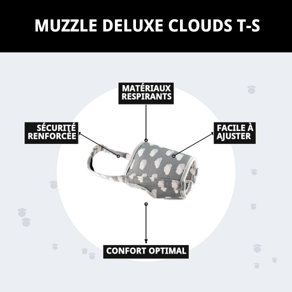 Muzzle Deluxe Nuages T-S : Confort et Style pour votre Animal de Compagnie