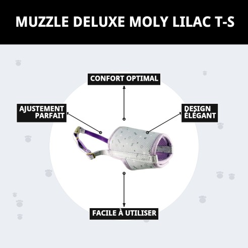 Muzzle Deluxe Moly Lila T-S : Style et Confort pour votre Animal de Compagnie