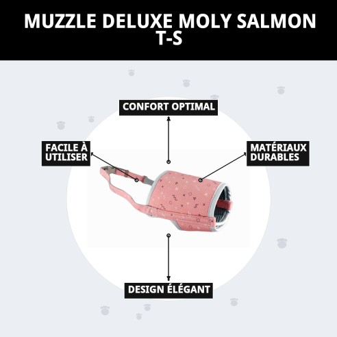 Muzzle Deluxe Moly Saumon T-S : Confort et Style pour Votre Animal de Compagnie