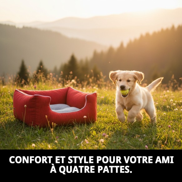 Cage Rectangulaire en Chenille Rouge pour Animaux T.1 50*42*21