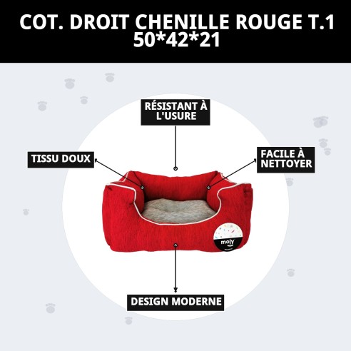 Cage Rectangulaire en Chenille Rouge pour Animaux T.1 50*42*21